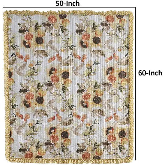 Kelsa 50 x 60 Channel Quilted Throw Blanket, Cotton Fill, Sunflowers Photo 5