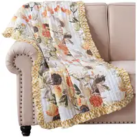 Photo of Kelsa 50 x 60 Channel Quilted Throw Blanket, Cotton Fill, Sunflowers