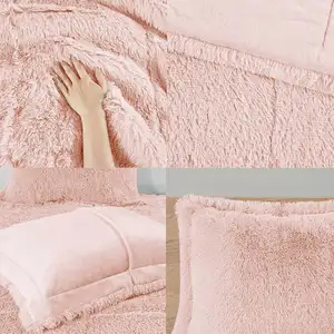 Photo of Soft Sherpa Faux Fur 3-Piece Comforter Set with Shams