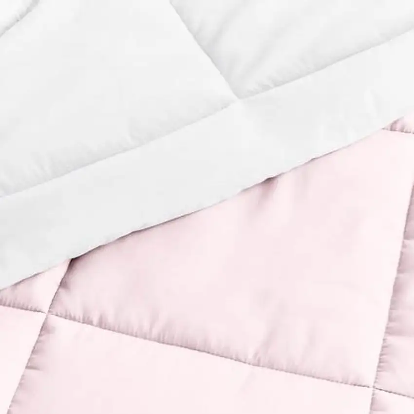 King/Cal King 3-Piece Microfiber Reversible Comforter Set Blush Pink and White Photo 3
