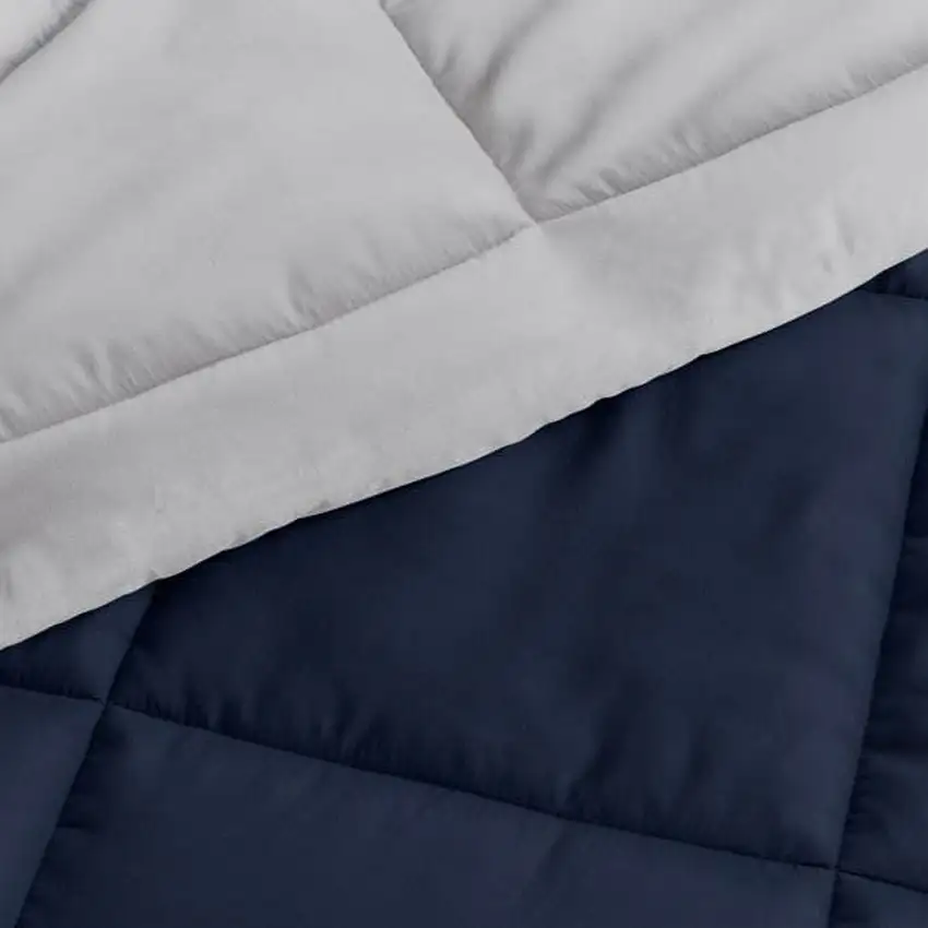 King/Cal King 3-Piece Microfiber Reversible Comforter Set in Navy/Grey Photo 3