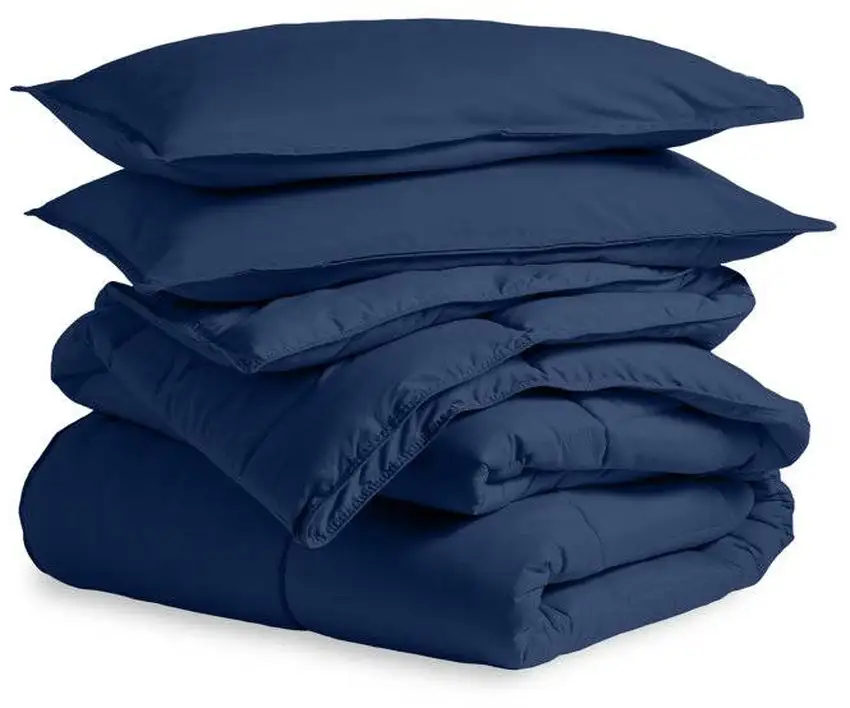 King/Cal King Size All Season Super Soft Down Alternative Comforter Set Navy Photo 2