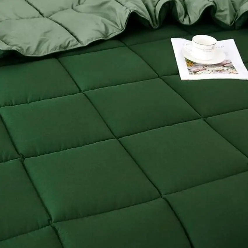 King/Cal King Traditional Microfiber Reversible 3 Piece Comforter Set in Green Photo 3