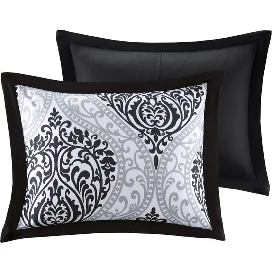 King/California King 4-Piece Black White Damask Comforter Set with Accent Pillow Photo 4