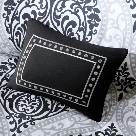 King/California King 4-Piece Black White Damask Comforter Set with Accent Pillow Photo 5
