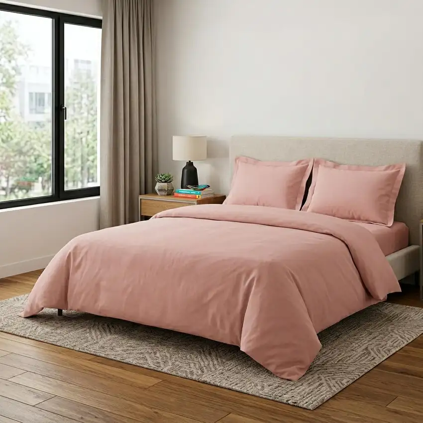 Blush King Cotton Blend 1000 Thread Count Washable Duvet Cover Set Photo 1