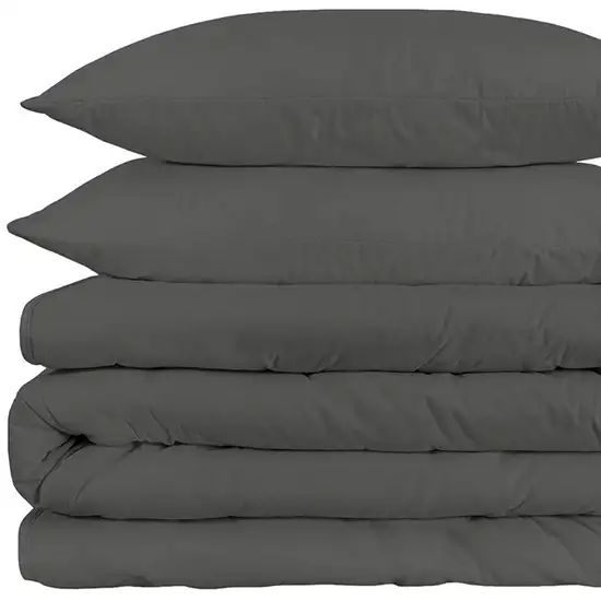 Gray King Cotton Blend 1500 Thread Count Washable Duvet Cover Set Photo 4