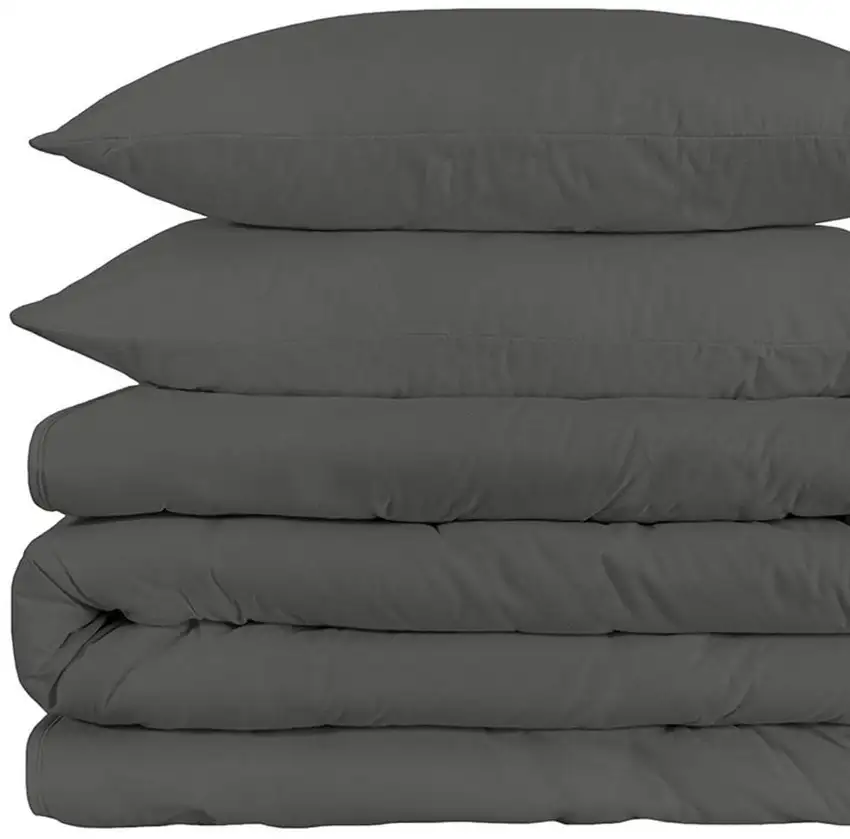 Gray King Cotton Blend 1500 Thread Count Washable Duvet Cover Set Photo 4