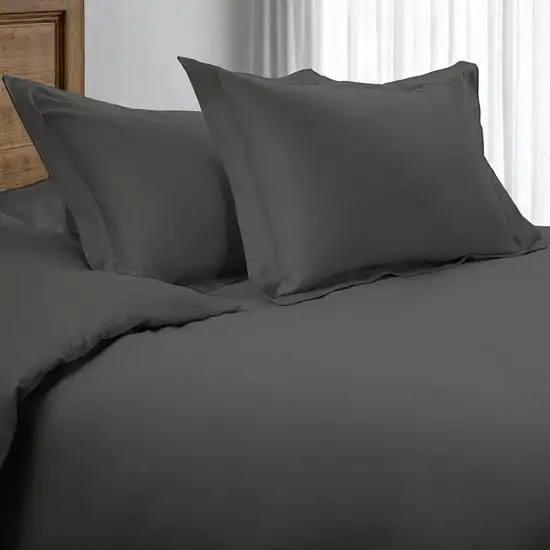 Gray King Cotton Blend 1500 Thread Count Washable Duvet Cover Set Photo 2