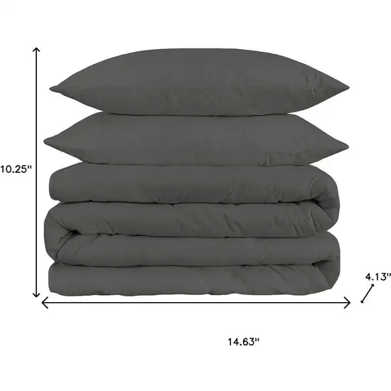 Gray King Cotton Blend 1500 Thread Count Washable Duvet Cover Set Photo 7