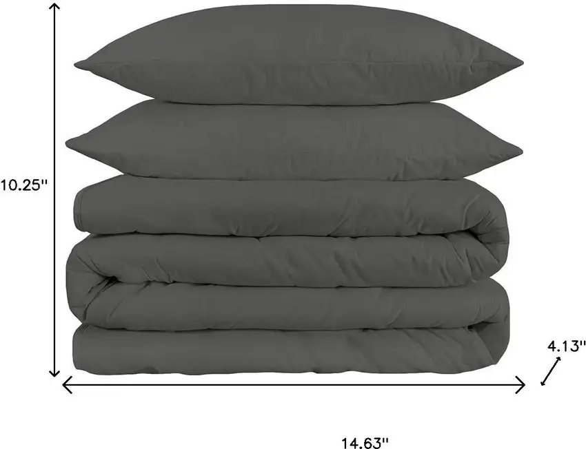 Gray King Cotton Blend 1500 Thread Count Washable Duvet Cover Set Photo 7