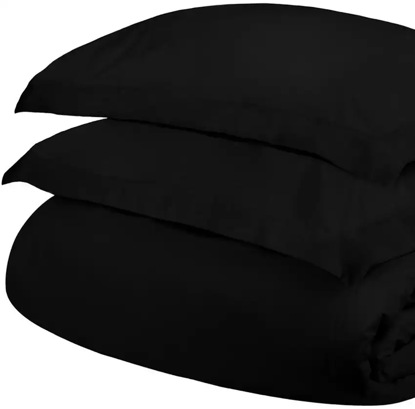 Black King Cotton Blend 300 Thread Count Washable Duvet Cover Set Photo 4