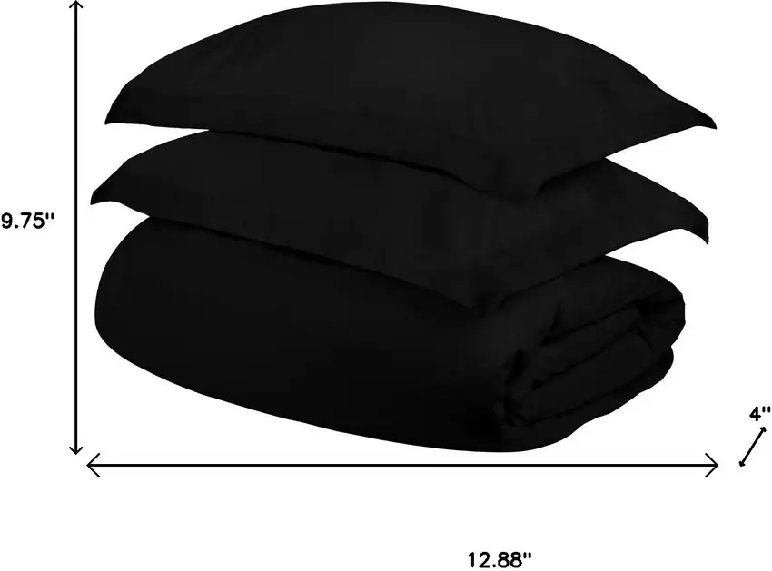Black King Cotton Blend 300 Thread Count Washable Duvet Cover Set Photo 6