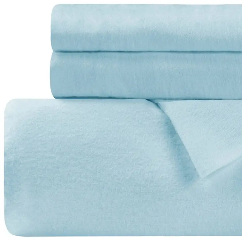 Light Blue King Cotton Blend 0 Thread Count Washable Duvet Cover Set Photo 3