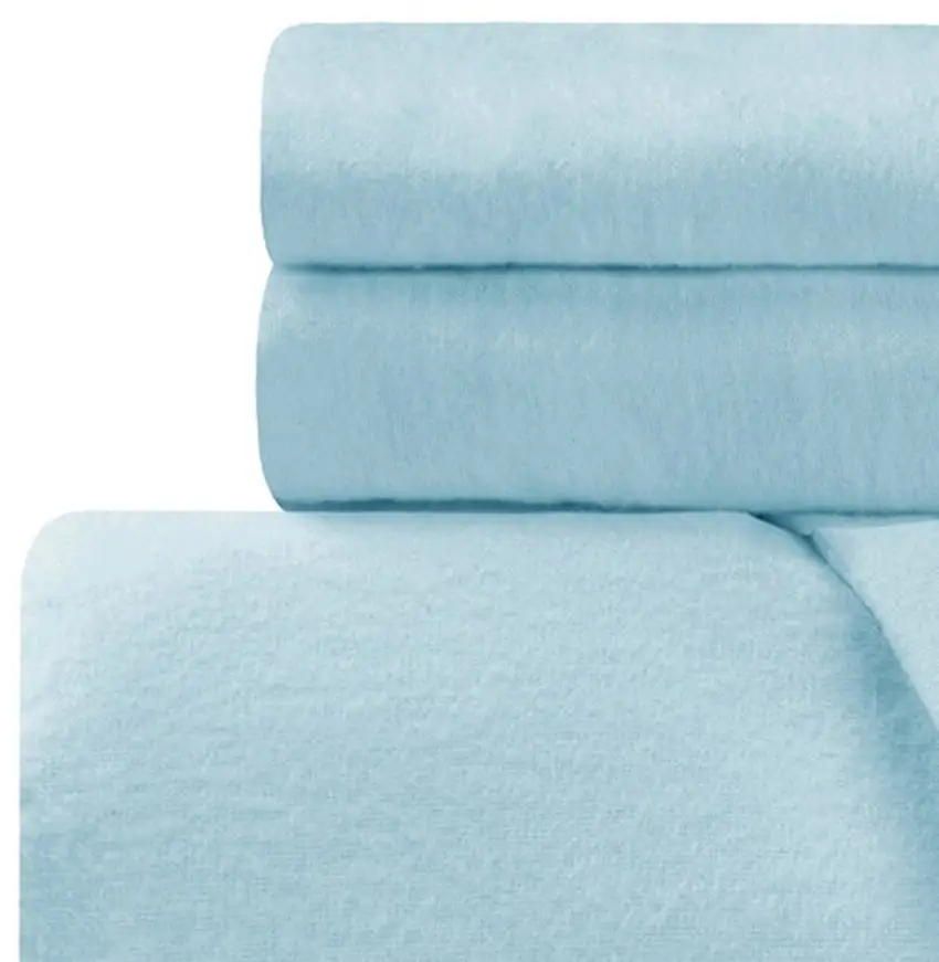 Light Blue King Cotton Blend 0 Thread Count Washable Duvet Cover Set Photo 2