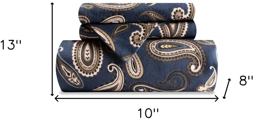 Blue and White King Cotton Blend 0 Thread Count Washable Duvet Cover Set Photo 9