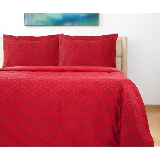 Burgundy King Cotton Blend Thread Count Washable Duvet Cover Set Photo 2