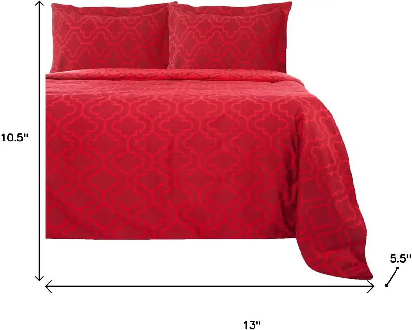 Burgundy King Cotton Blend Thread Count Washable Duvet Cover Set Photo 6