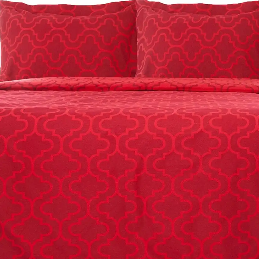 Burgundy King Cotton Blend Thread Count Washable Duvet Cover Set Photo 3