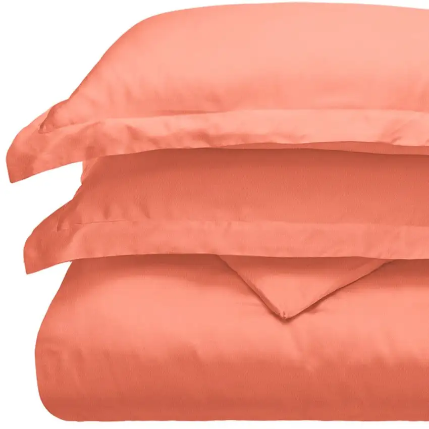 Coral King Cotton Blend 300 Thread Count Washable Duvet Cover Set Photo 3