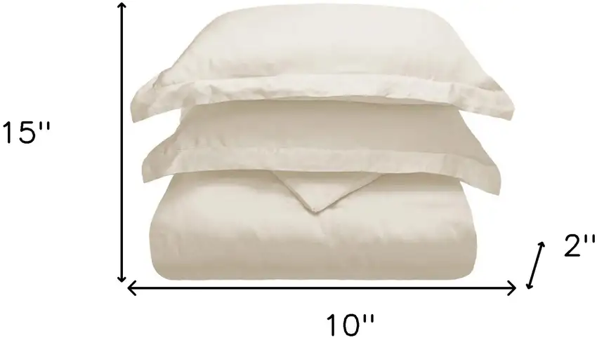 Ivory King Cotton Blend 300 Thread Count Washable Duvet Cover Set Photo 6