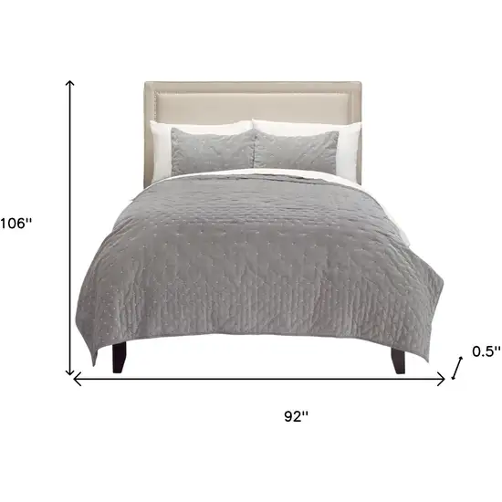 Gray Polka Dots King Quilt Photo 5