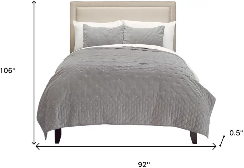 Gray Polka Dots King Quilt Photo 5