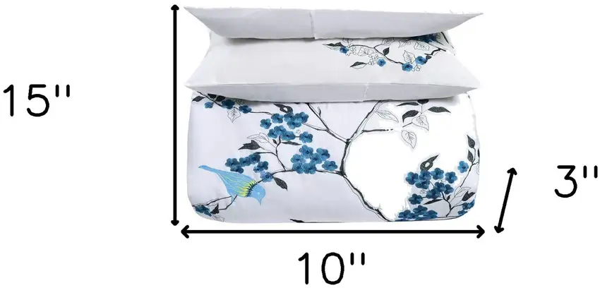 Blue and White King 100% Cotton 200 Thread Count Washable Duvet Cover Set Photo 8