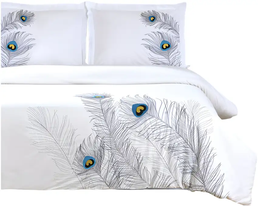 Blue and White King 100% Cotton 200 Thread Count Washable Duvet Cover Set Photo 2
