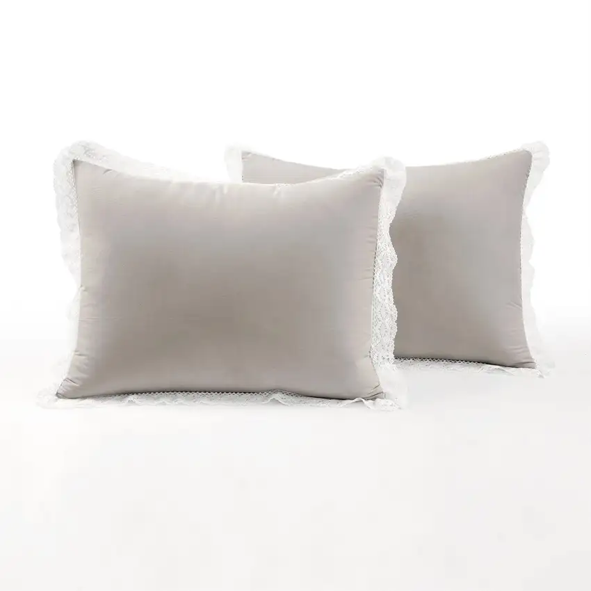 King French Country Grey 5-Piece Lightweight Comforter Set with Lace Trim Photo 3