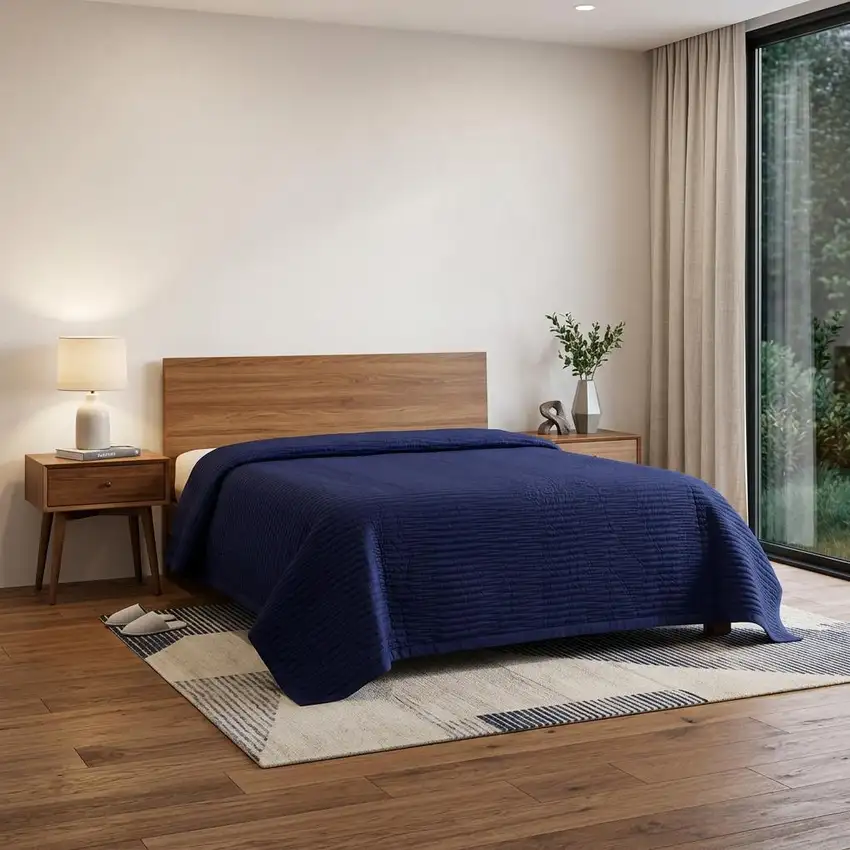 Indigo Geometric King Quilt Photo 1