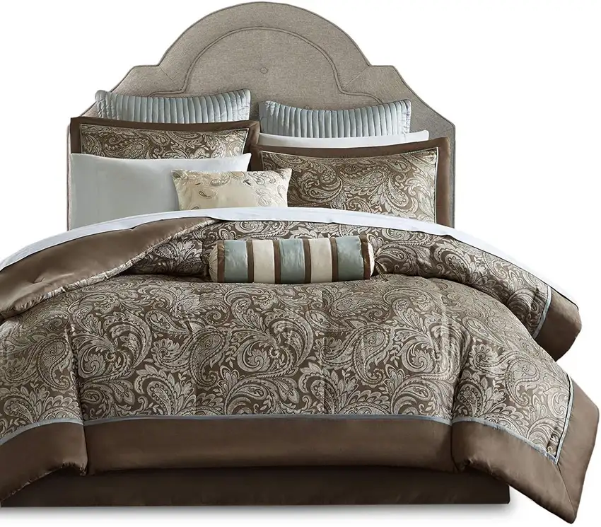 King 12 Piece Cotton Polyester Comforter Set Blue Paisley Photo 1