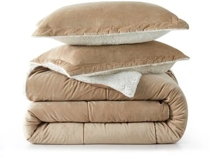 King Plush Microfiber Reversible Comforter Set in Gold Photo 5