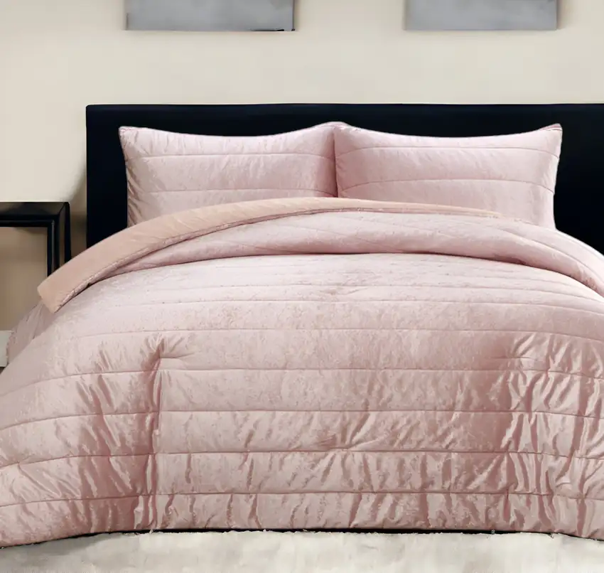 Blush King Polyester 180 Thread Count Washable Down Comforter Set Photo 1