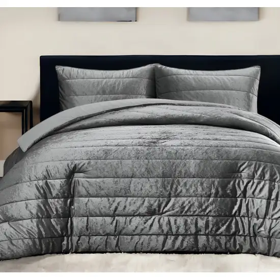 Gray King Polyester 220 Thread Count Washable Down Comforter Set Photo 2