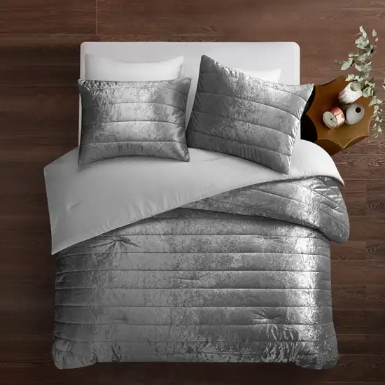 Gray King Polyester 220 Thread Count Washable Down Comforter Set Photo 6