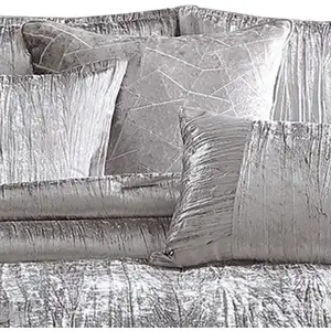Photo of King Size 7 Piece Fabric Comforter Set with Crinkle Texture