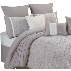Photo of King Size 10 Piece Fabric Comforter Set with Medallion Prints