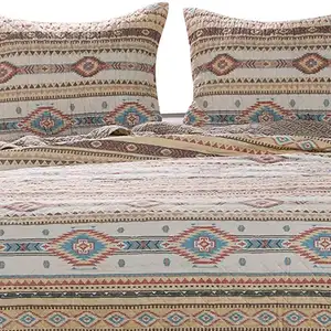 Photo of King Size 3 Piece Polyester Quilt Set with Kilim Pattern