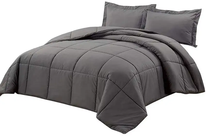 King Size Reversible Microfiber Down Alternative Comforter Set in Grey Photo 3