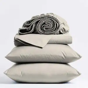 Photo of King size Ivory Beige Off-White Cream Color Certified Organic Cotton Sheet Set