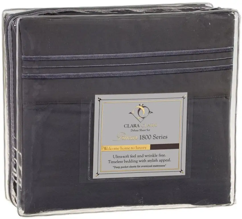 King size Microfiber Sheet Set in Charcoal Stone Gray Photo 2