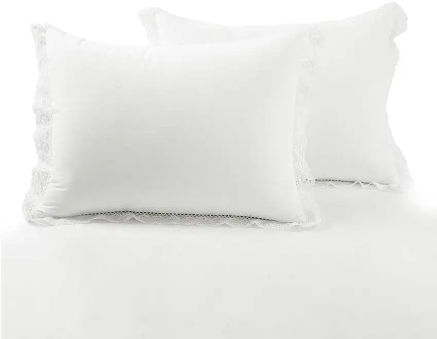 King size White 5-Piece Lightweight Comforter Set with Lace Trim Photo 4
