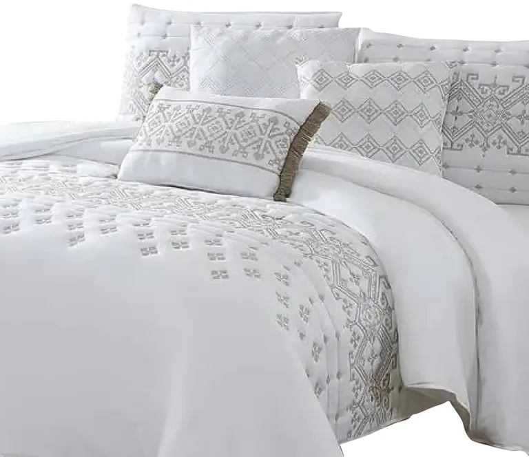 Lance 6 Piece Microfiber Queen Quilt Comforter Set, The Urban Port Photo 4