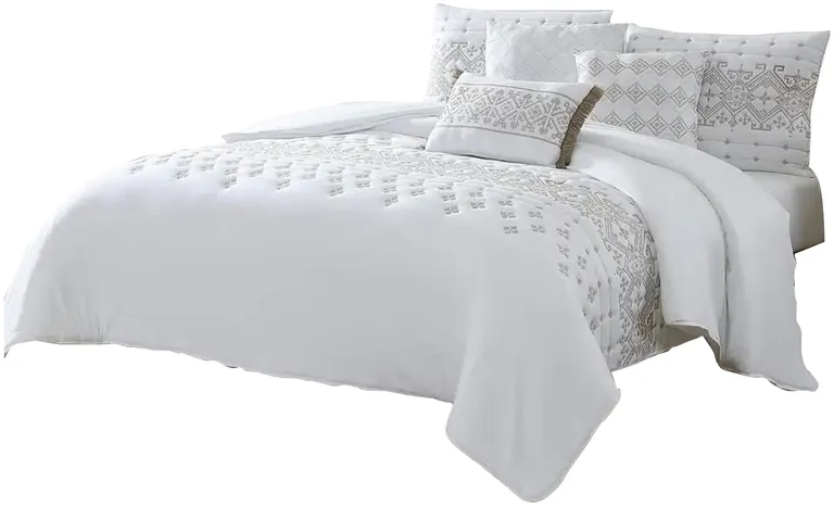 Lance 6 Piece Microfiber Queen Quilt Comforter Set, The Urban Port Photo 1