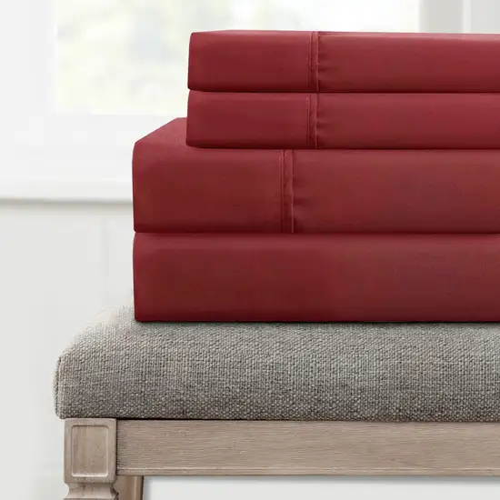 Lanester 4 Piece Deep Pocket Full Size Sheet Set The Urban Port, Red Photo 6