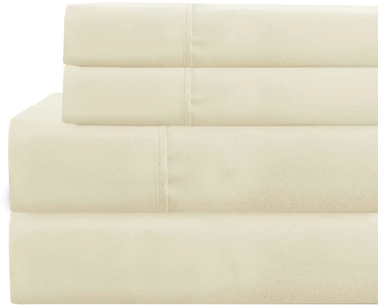 Lanester 4 Piece Queen Size Microfiber Deep Pocket Sheet Set The Urban Port, Cream Photo 1