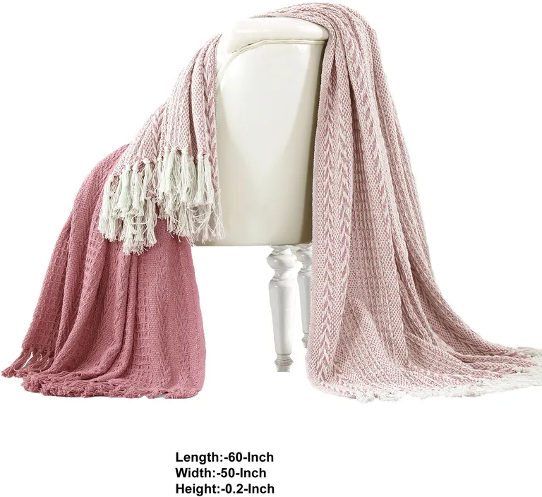Latina Cotton Throw with Decorative Fringe The Urban Port, Set of 2 Photo 2