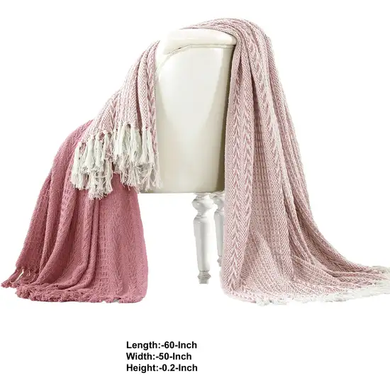 Latina Cotton Throw with Decorative Fringe The Urban Port, Set of 2 Photo 2