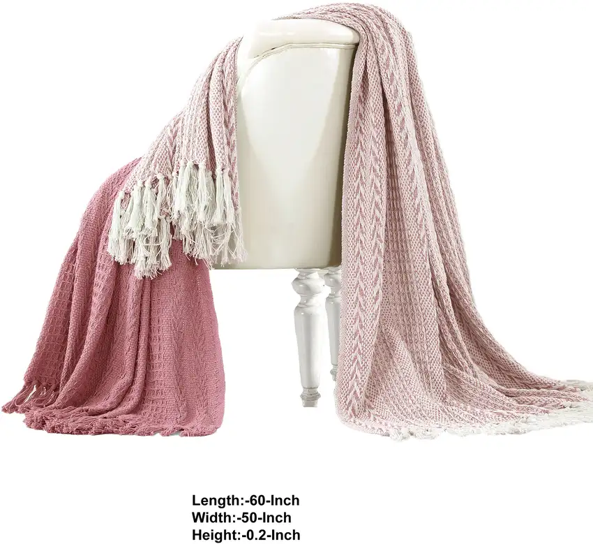 Latina Cotton Throw with Decorative Fringe The Urban Port, Set of 2 Photo 2
